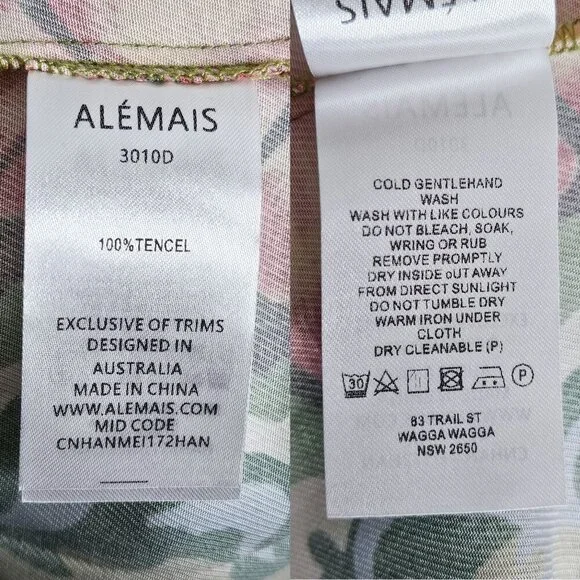 Alemais Disco Daisy Green Yellow Floral Belted Maxi Shirtdress Size AU 8 US 4 - Picture 12 of 16